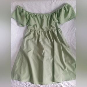 SOLD Exlura Women's Md Ruffle Sleeve Green Mini Dress